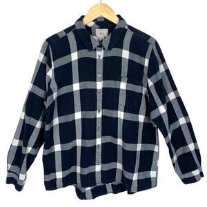 GH Bass Women's XL Black & White Button Up Long Sleeve Flannel Shirt